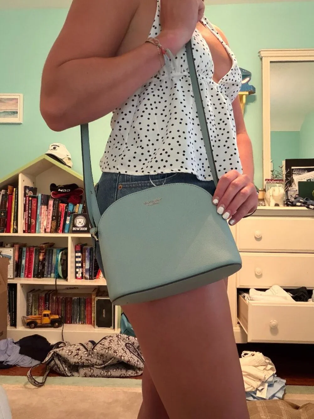 Light Blue Kate Spade Hand bag rounded shape 7.5